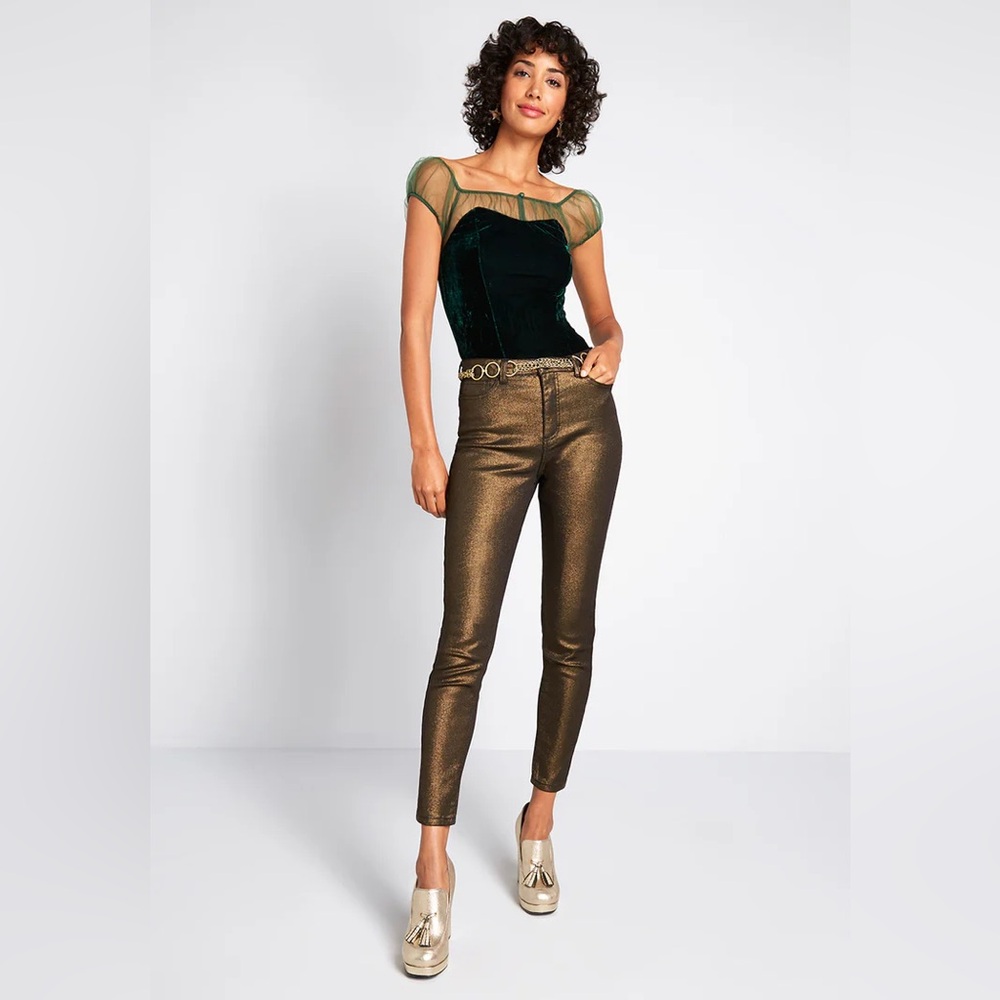 Mango Jeans Metallic Denim Pants!